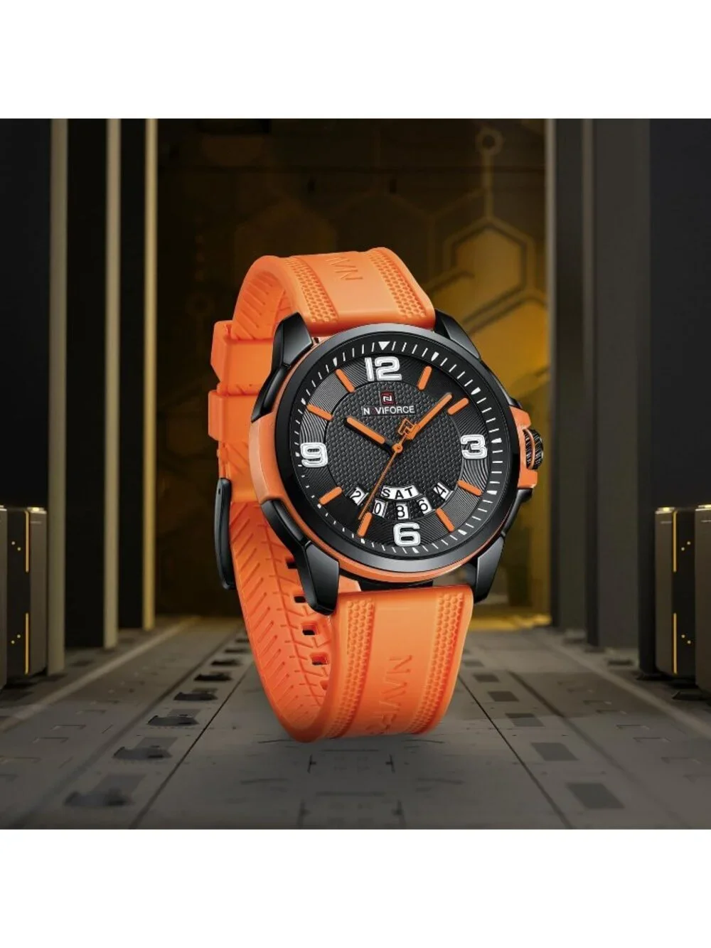 Unisex Orange Analog Quartz Silicone Strap Sport Military Waterproof Wrist Watch